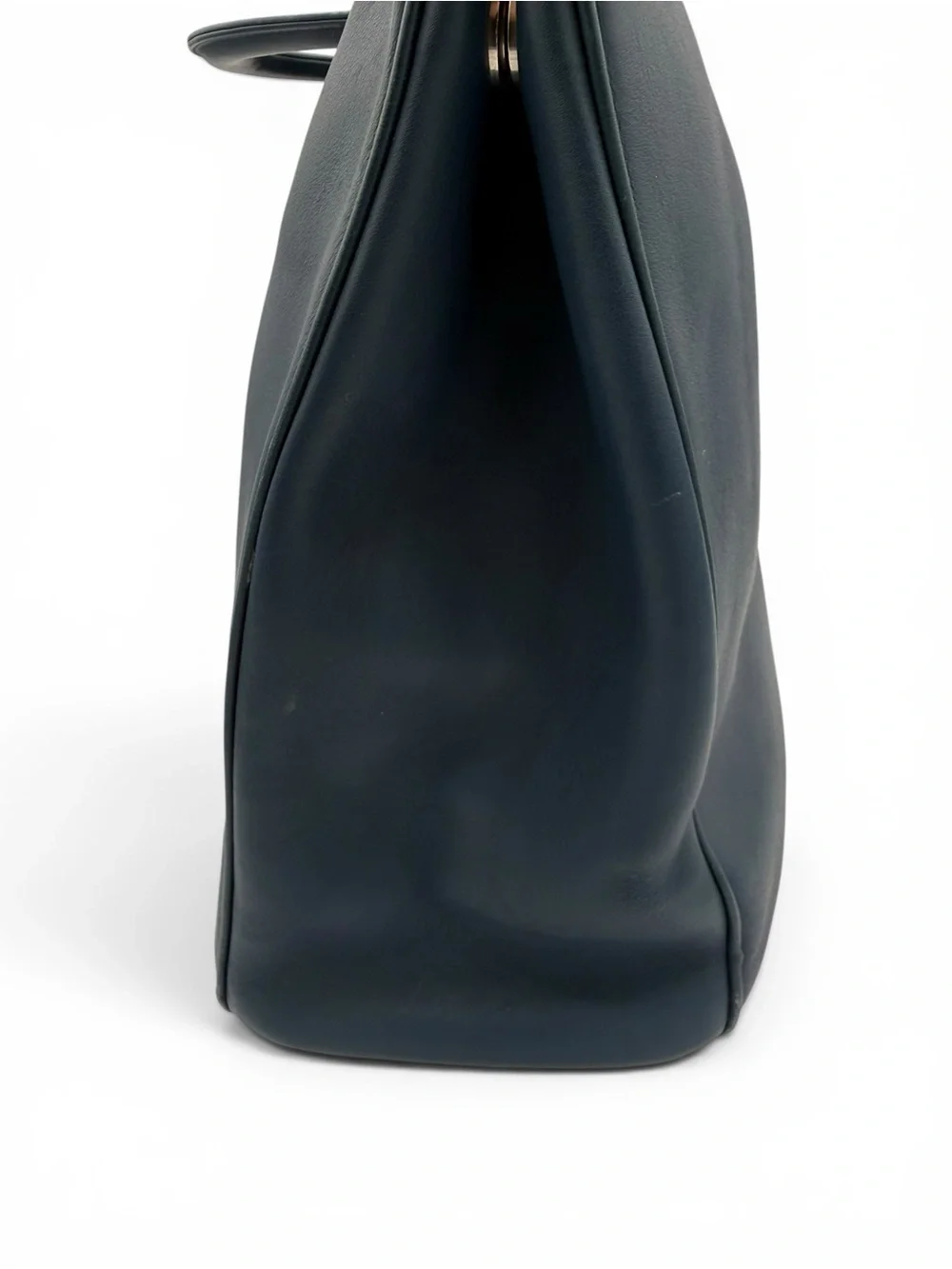 Dior Navy Leather Tote with Gold-Tone Logo Charm